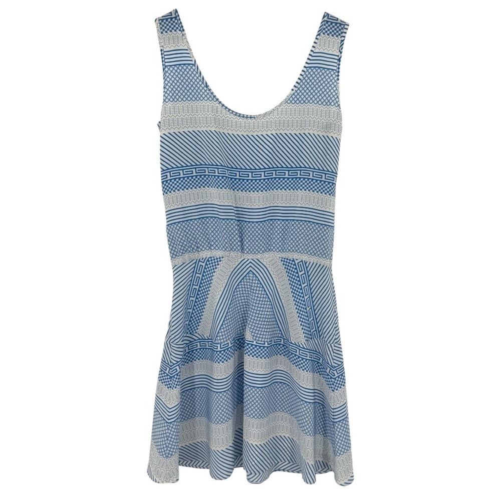 Veronica Beard 100% Silk Mixed Print Sleeveless Mini Dress - Blue White - Size 4 - Picture 5 of 8